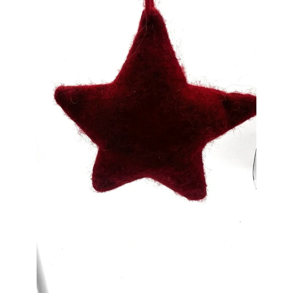 Felted Star Snowflake Embroidered Ornament Fuzzy Christmas Quality 3.5x4